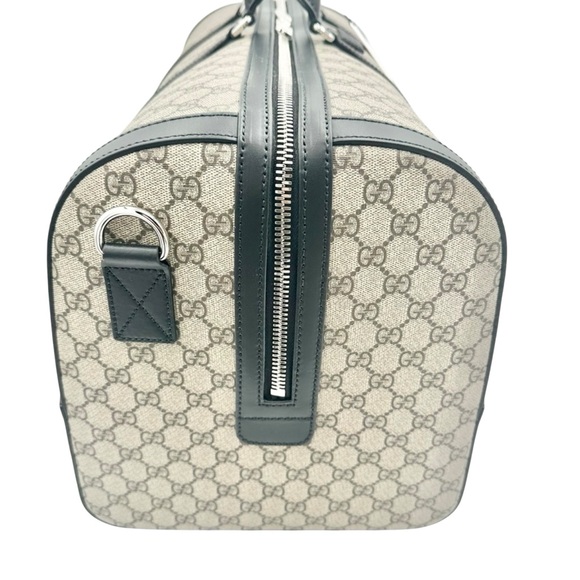 NWT Full Set Gucci GG Supreme Leather Trim X-Large Travel Duffel Bag Beige/Black - Picture 6 of 16